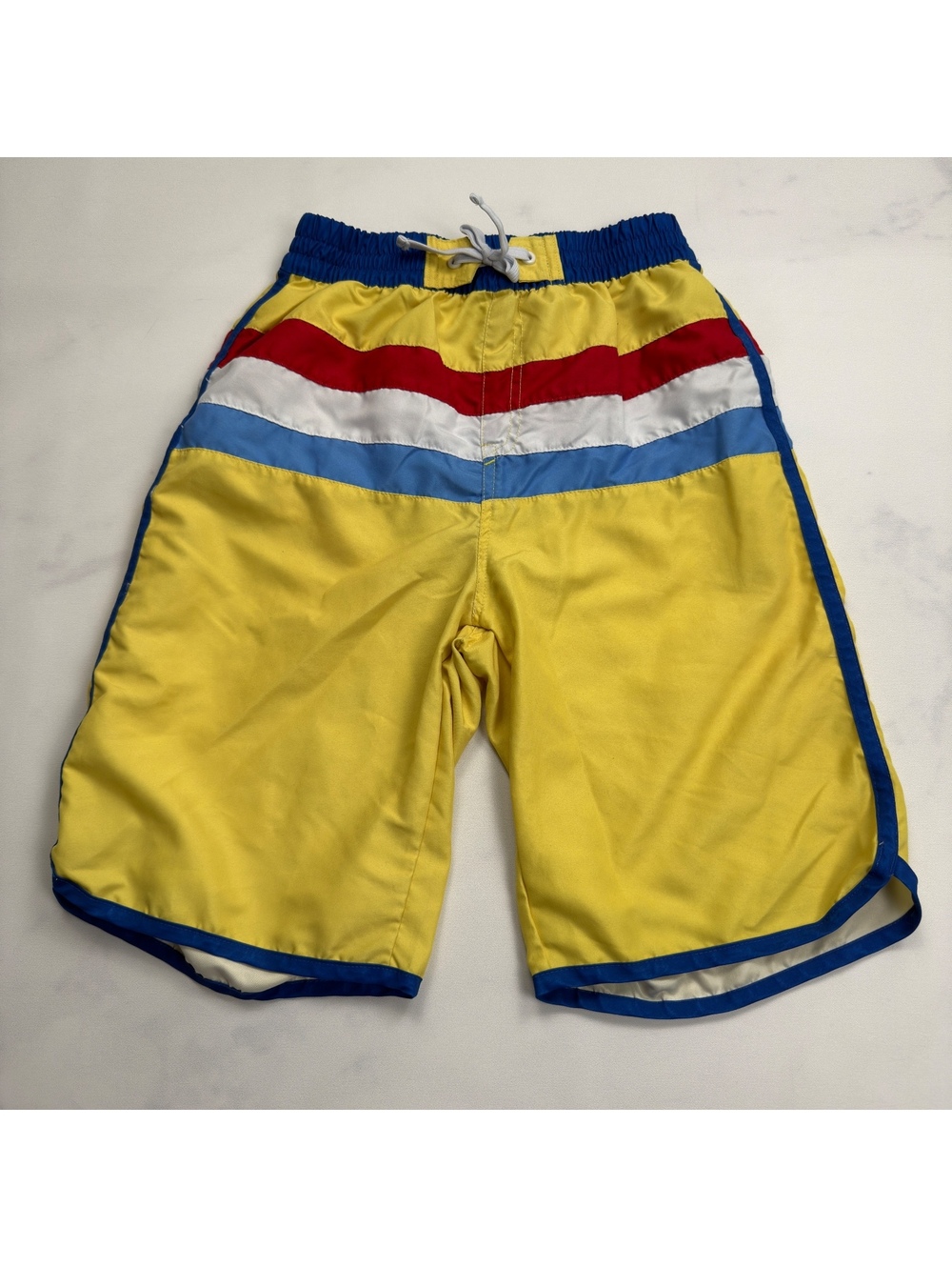 kidpik Swim Trunks Colorblock Striped Drawstring - Boys XXL
